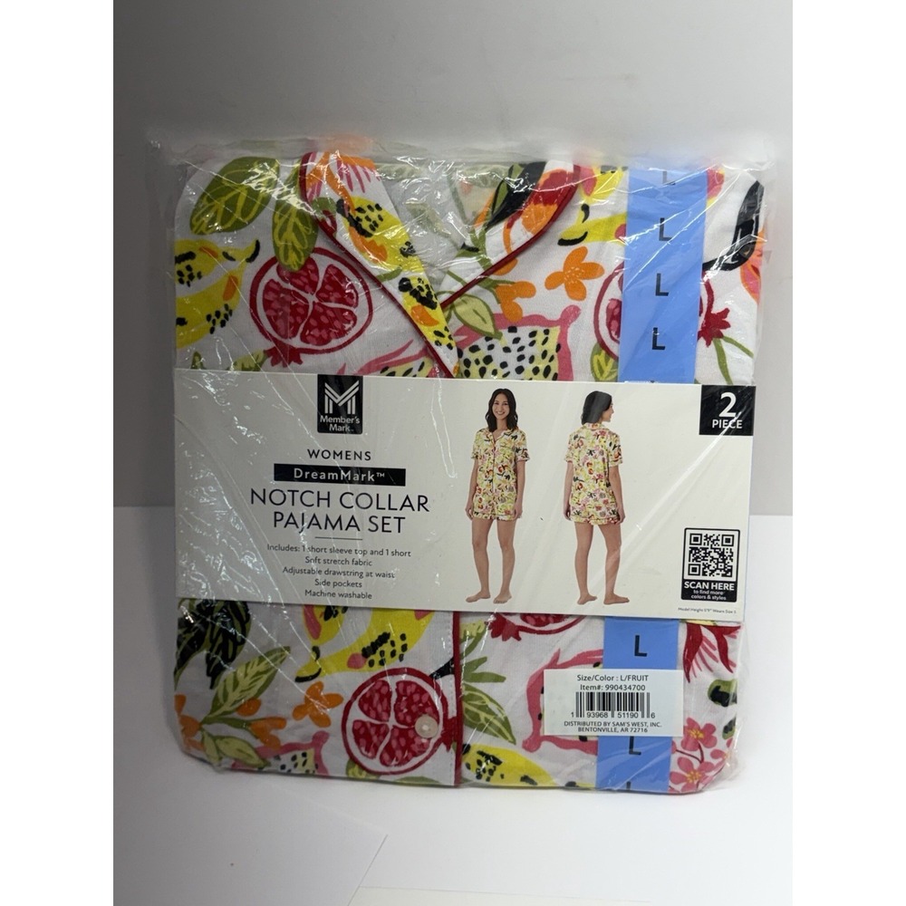 Member's Mark Women's Dream Mark Large 2-Piece Notch Collar PJ Set Fruit
